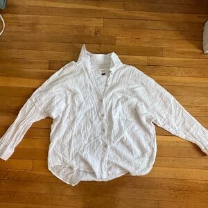 American Eagle Outfitters White Linen Textured Shirt